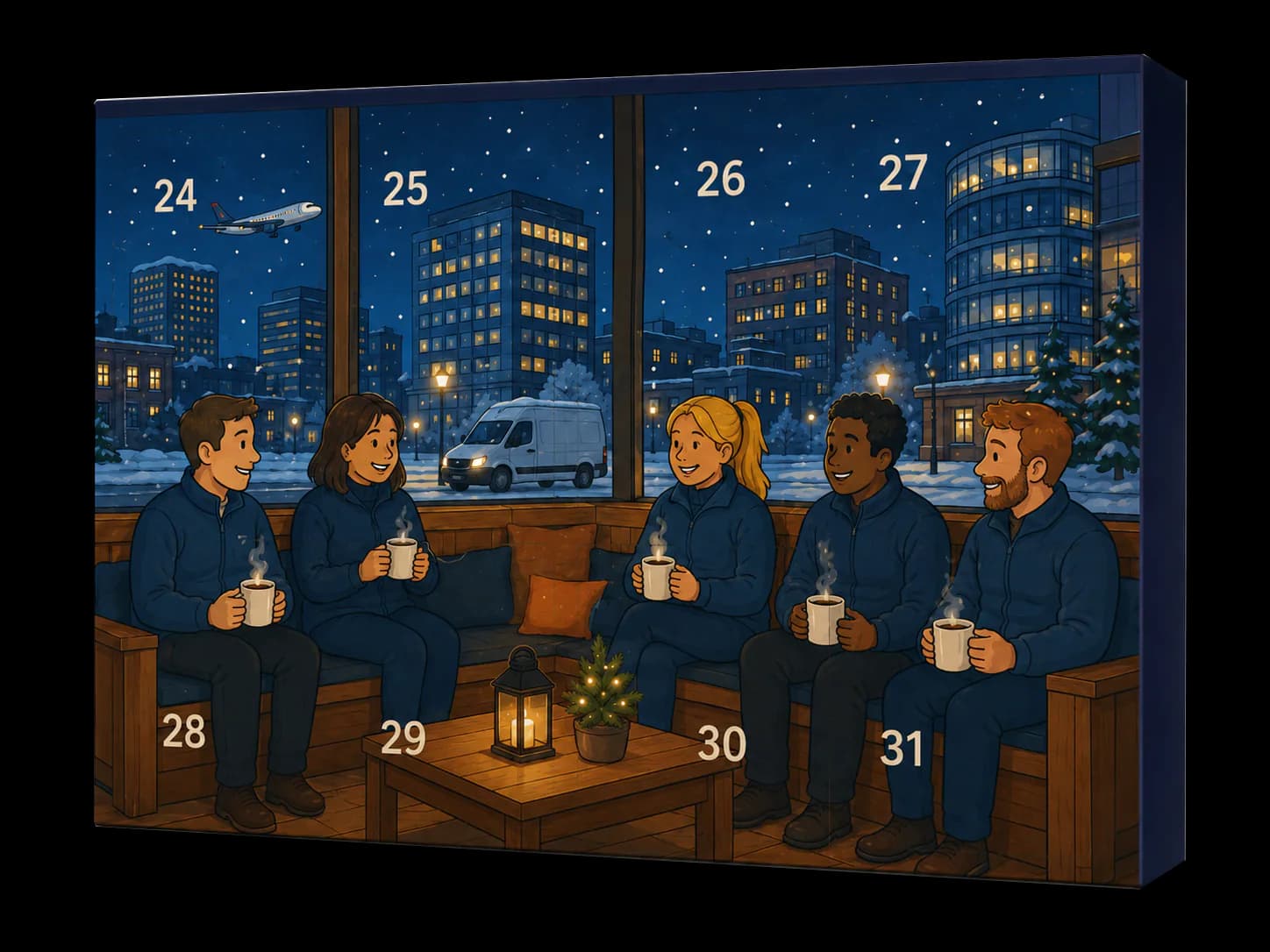 Gepersonaliseerde adventskalender voorbeeld Gepersonaliseerde adventskalender als kerstpakket voorbeeld met eigen ontwerp