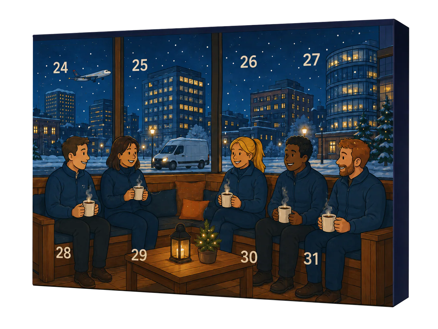 Gepersonaliseerde adventskalender voorbeeld Gepersonaliseerde adventskalender als kerstpakket voorbeeld met eigen ontwerp