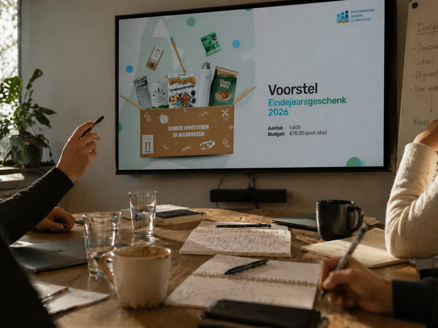 Kerstpakket op maat zonder uitzoekwerk of gedoe Voorstel voor een kerstpakket op maat op groot scherm bij Pak Het Uit