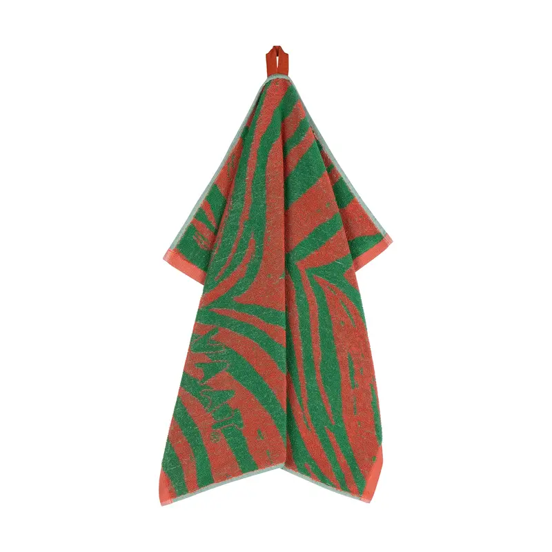 Keukenhanddoek zebra koraal / groen