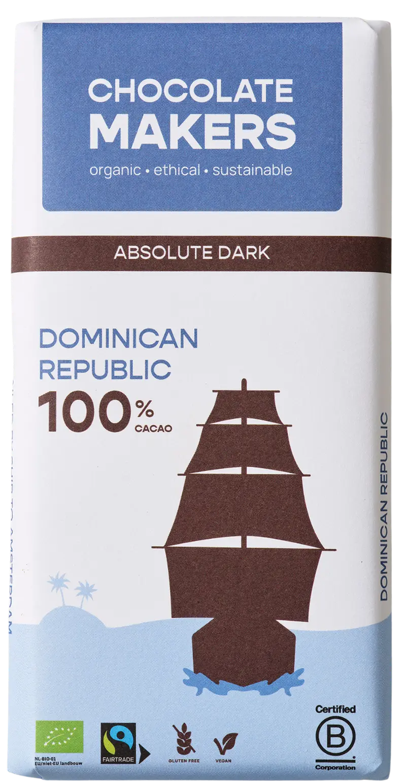 Chocoladereep Bio Fairtrade Tres Hombres 100% extra puur (80 gr)